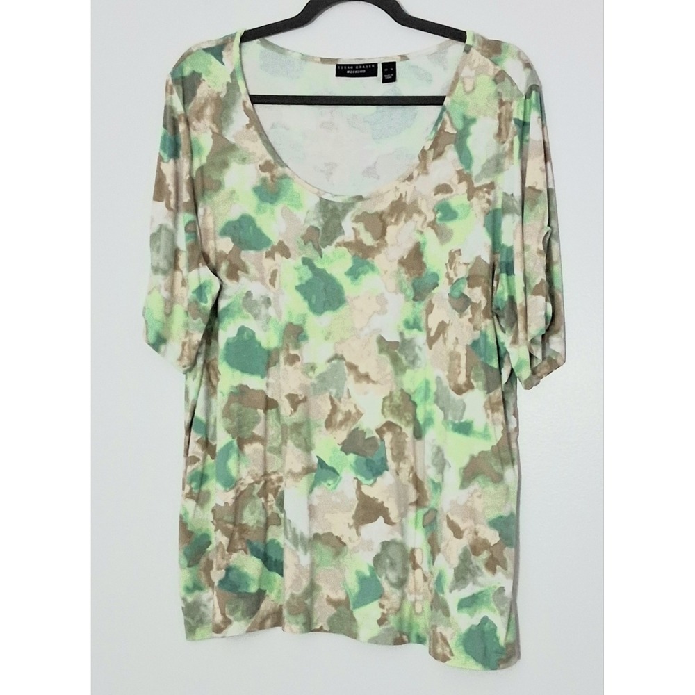 Susan Graver Weekend Top Women's Size XL Printed Cool Touch Elbow-Sleeve Pre-own